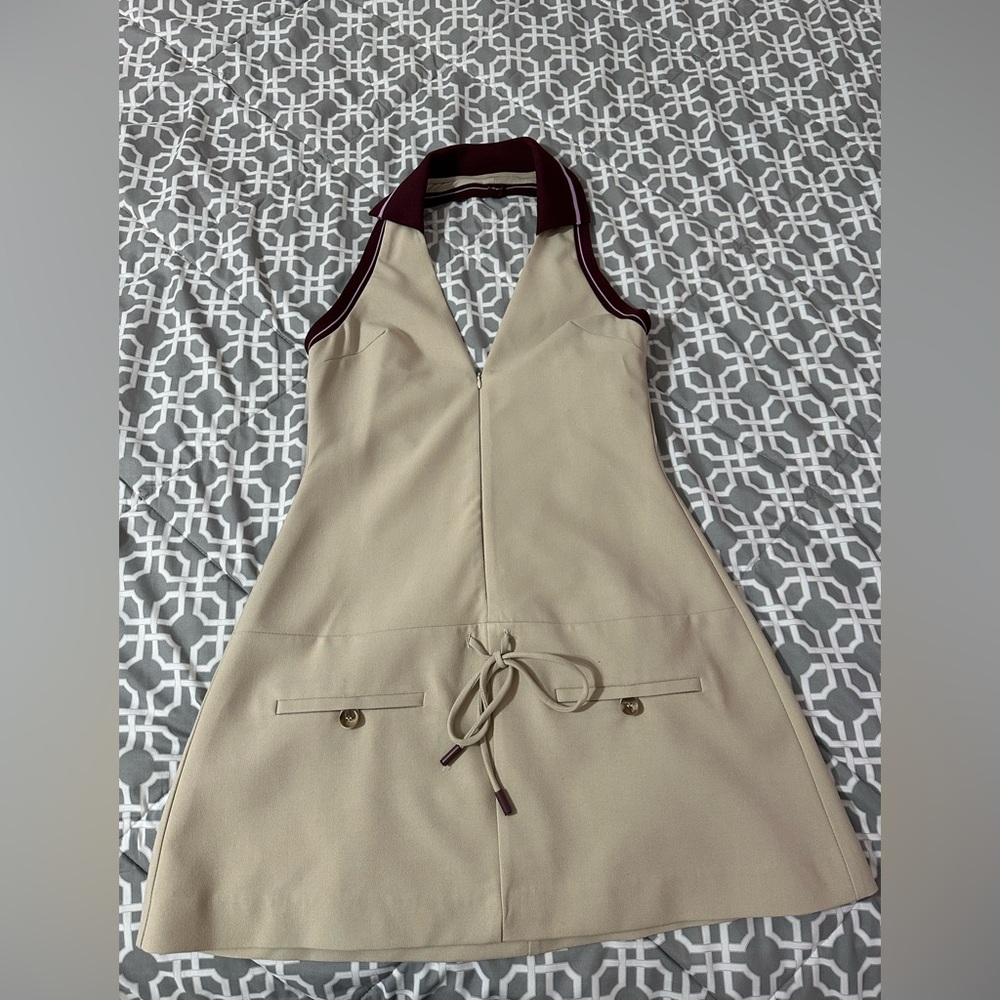 Zara Halter Dress with Burgundy Collar Size M
